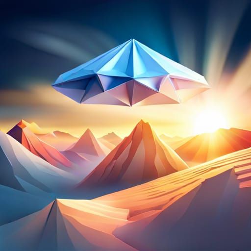 Origami Paper UFO in the Sky