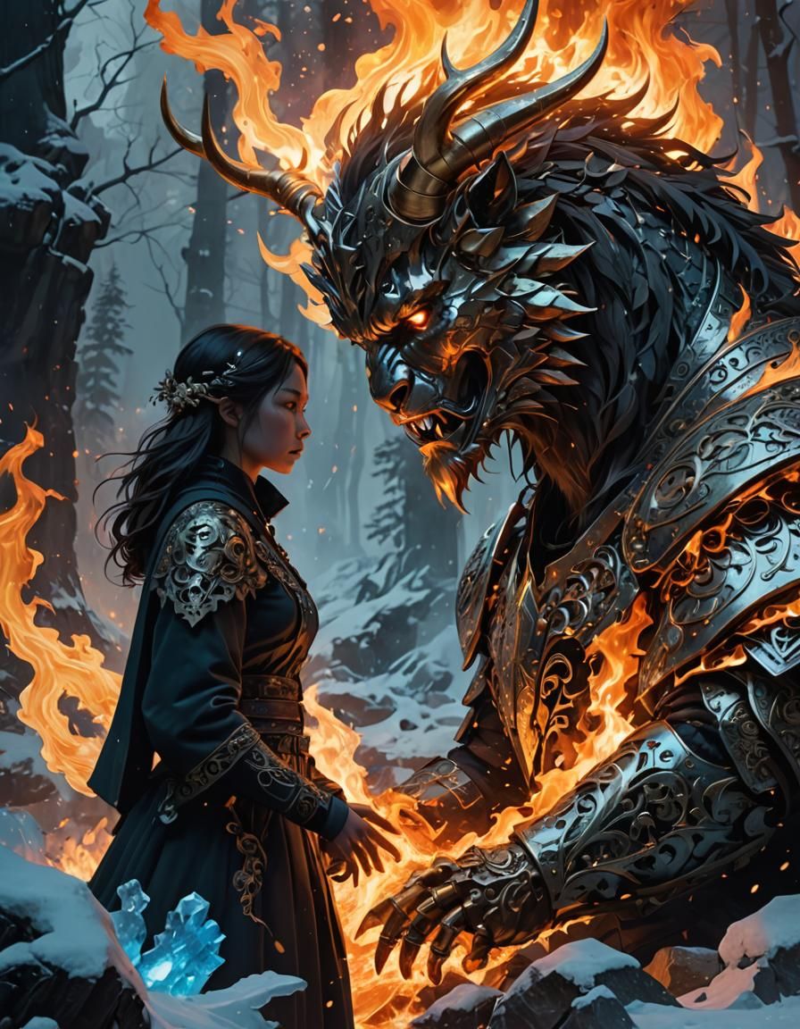 Fiery Ice World Rendered in 3D