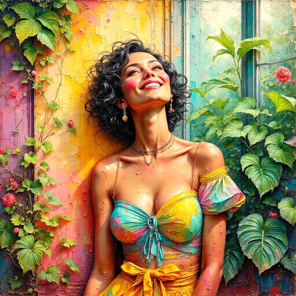 Joyful Discovery of Real Love in Vibrant Impasto Oil Paintin...