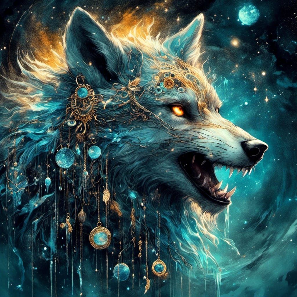 Ethereal Luminous Wolf in Detailed Fantasy Art