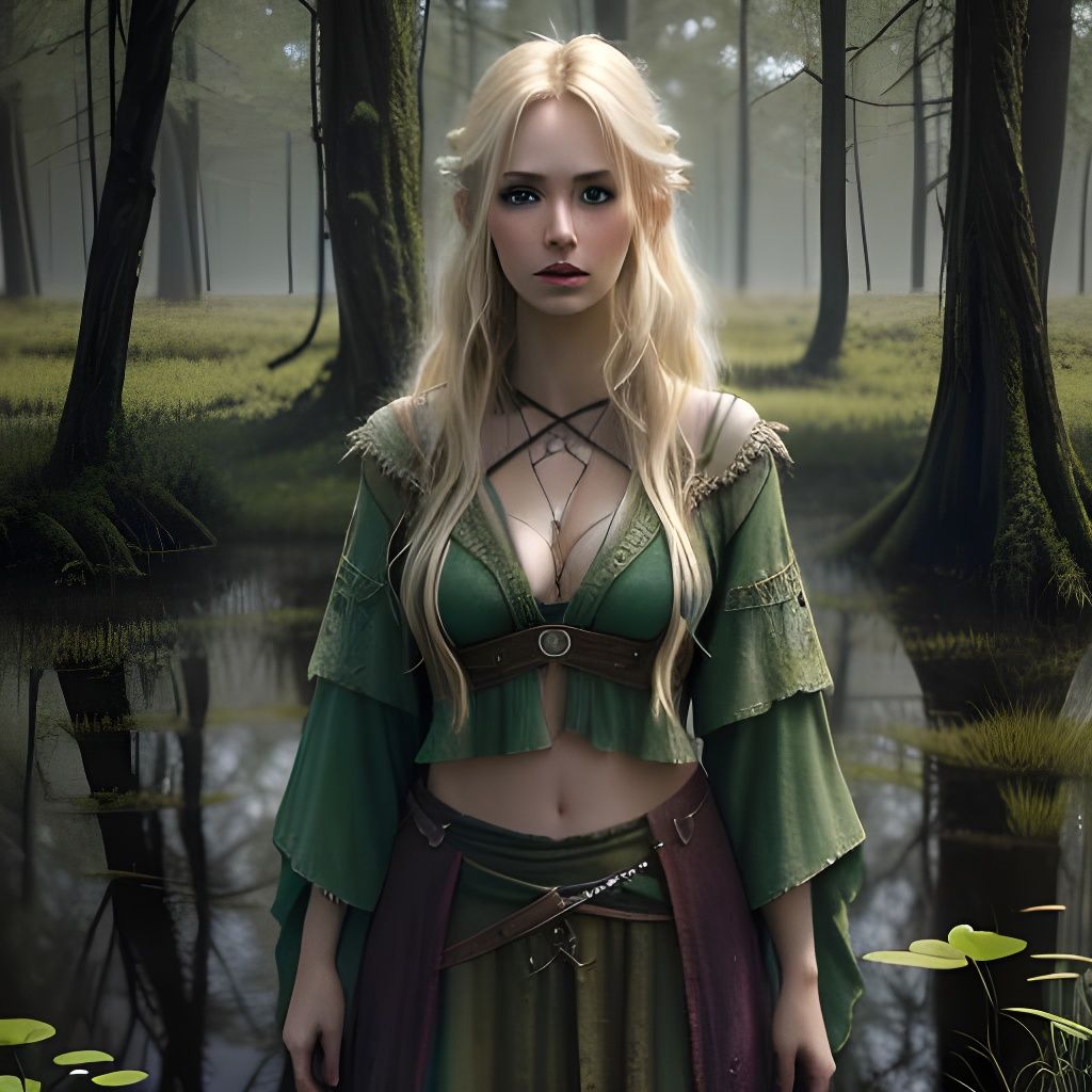 Swamp Druid in Photorealistic Fantasy Style