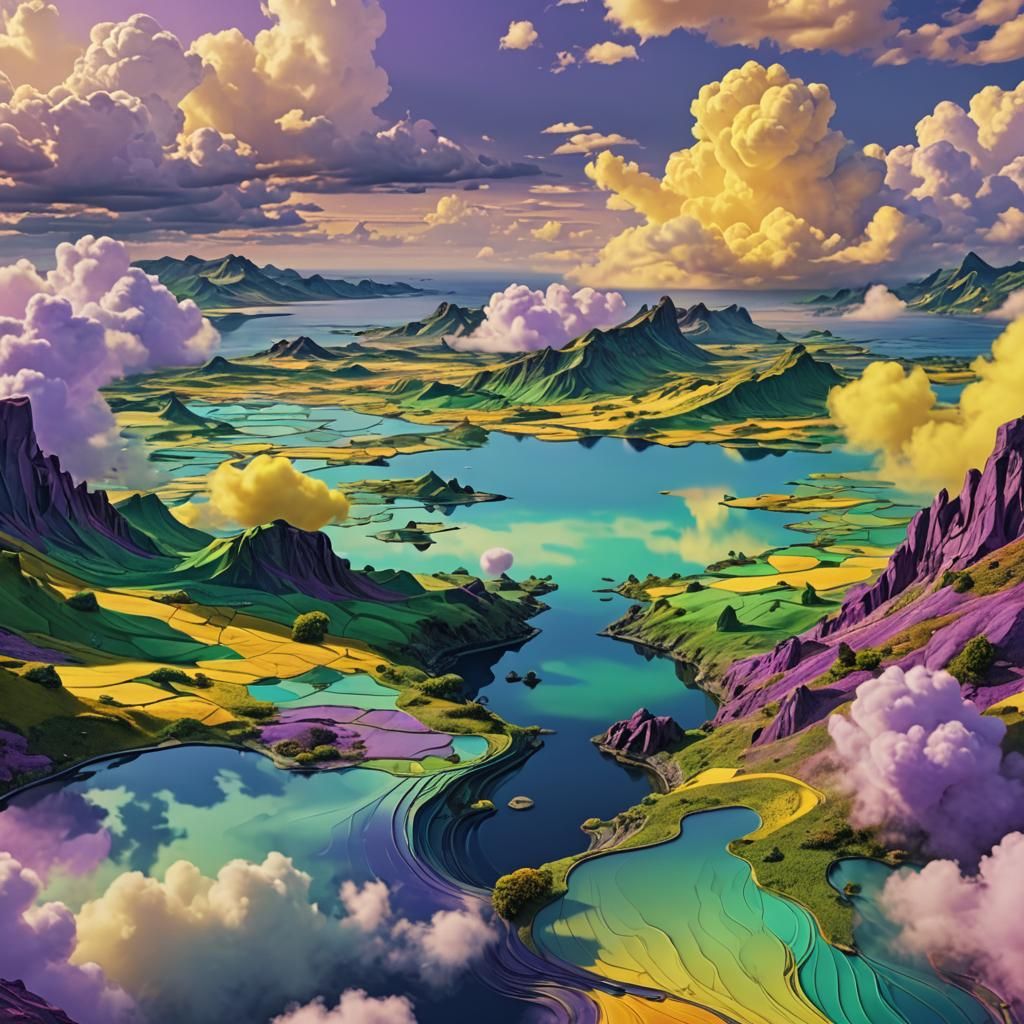 Endless Magical Land in Art Nouveau Style