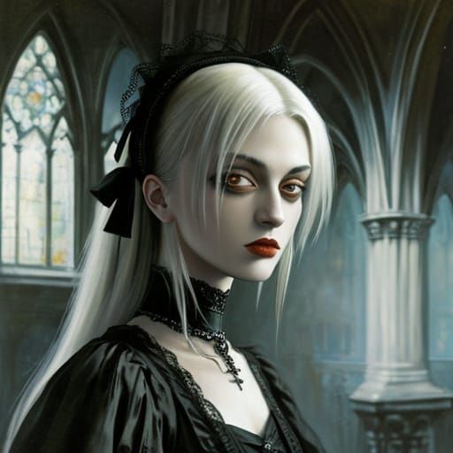 Gothic Woman Expressive Portrait in 2000s Photographic Style