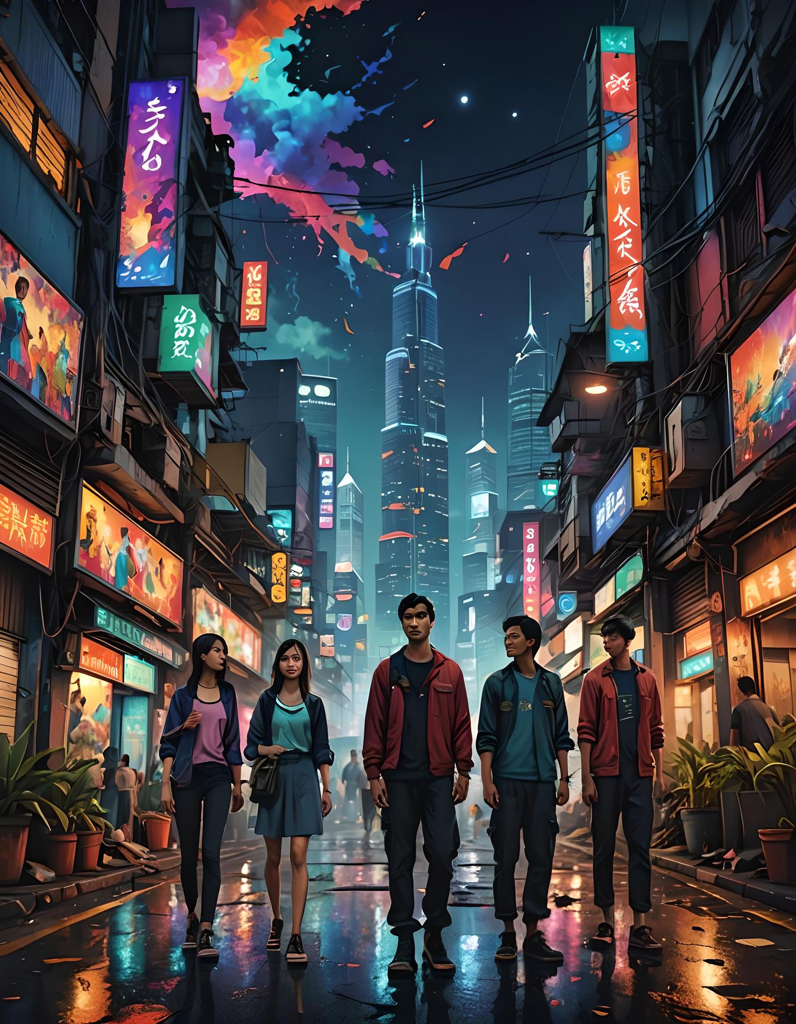 Jakarta Night Scene: A Detailed Digital Painting