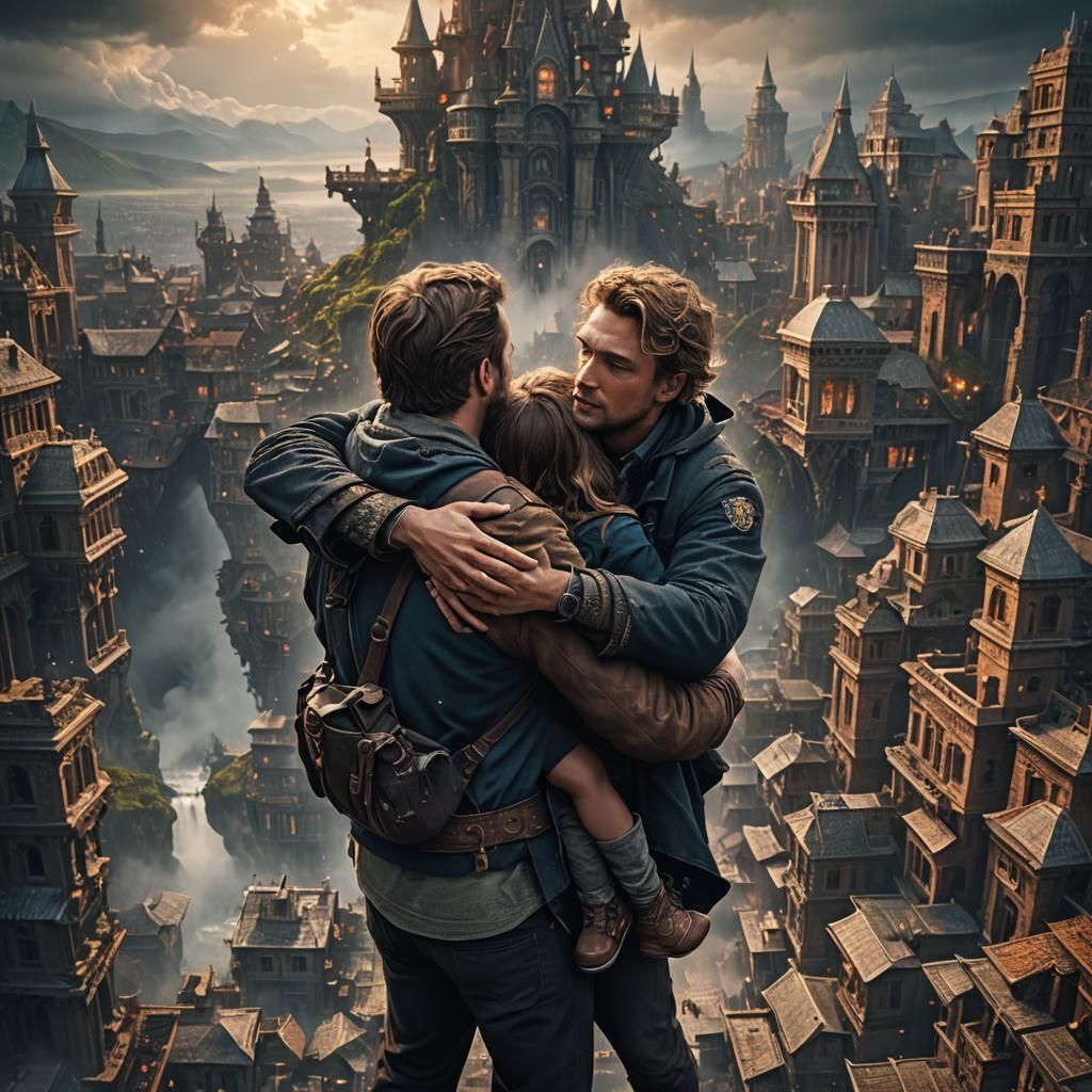 Dramatic Embrace in a Digital Painting