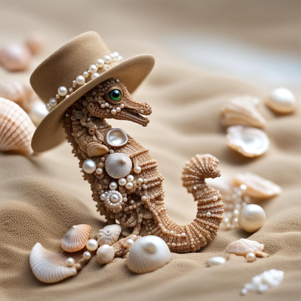 Seahorse Adorned with Beach Treasures Art