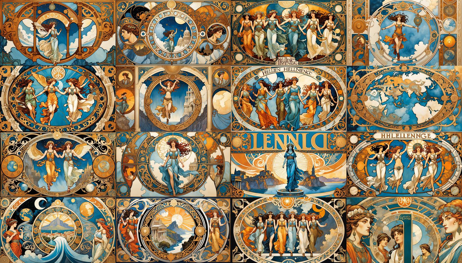Hellenic Album Logo in Art Nouveau Style