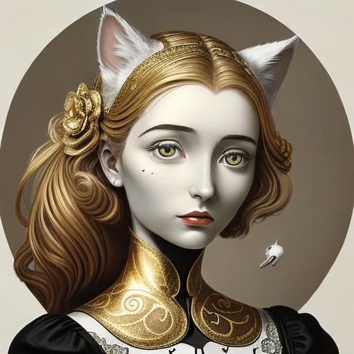 Woman in Wedding Gown Holding Cat