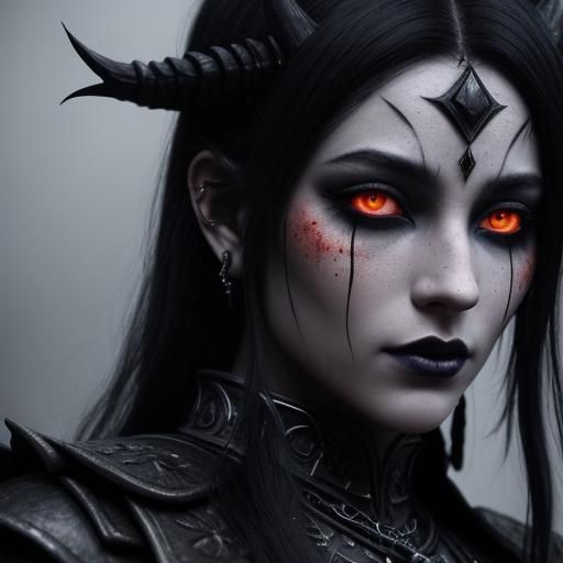 Dark Fantasy Goddess in Gothic Temple Oil Painting