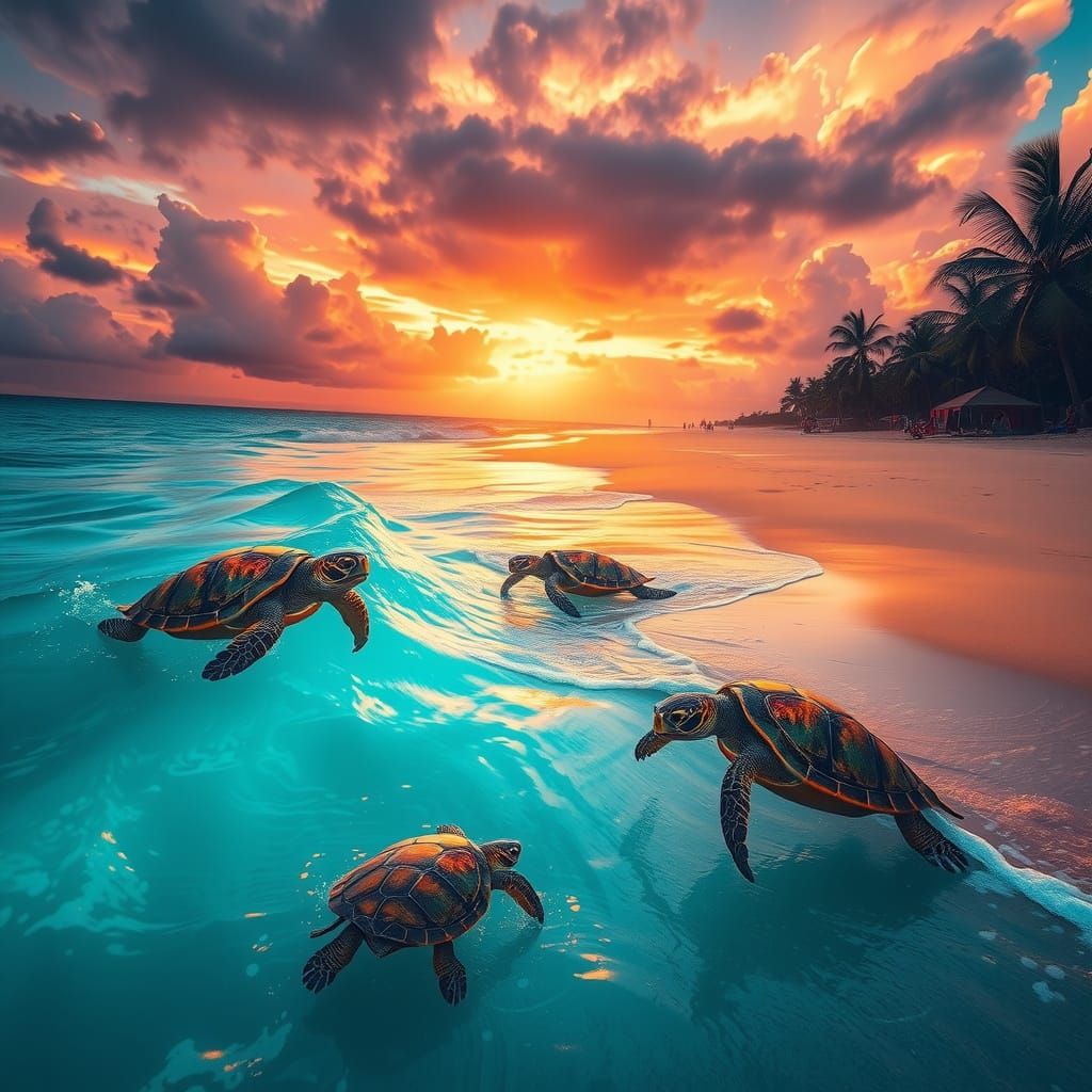 Vibrant Turtles Journey to the Turquoise Sea