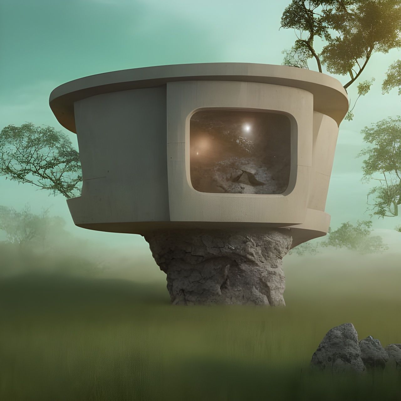 Photorealistic Alien House on an Extraterrestrial World