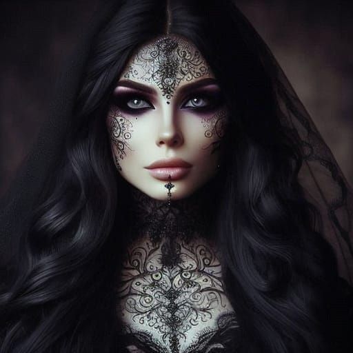 Elegant Gothic Portrait in Oil Painting Style