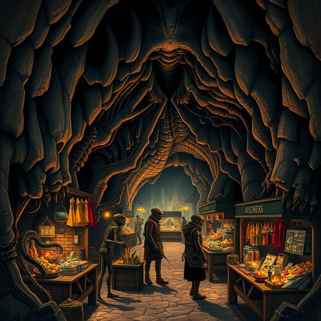 Intergalactic Bazaar in Space Dragon Maw: Gothic Street Art