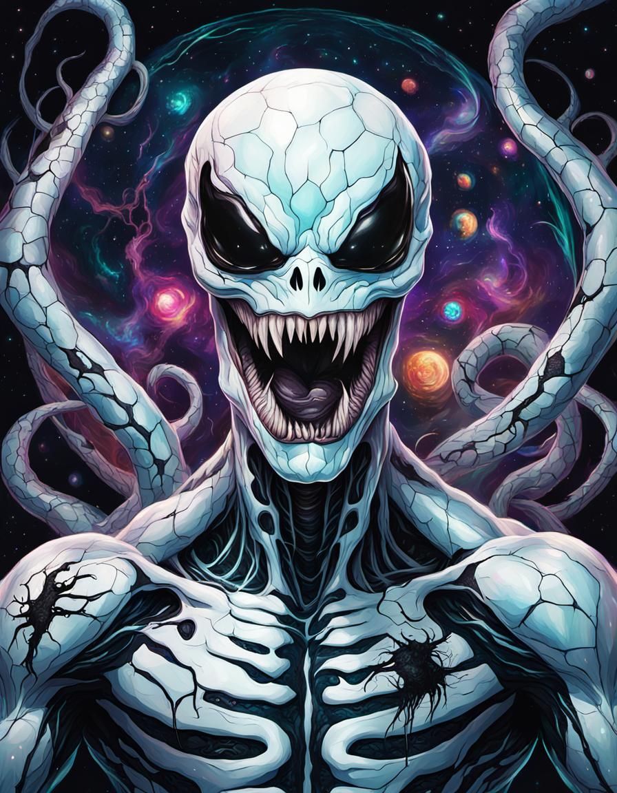 White Venom with Creepy Black Marks in Astral Style