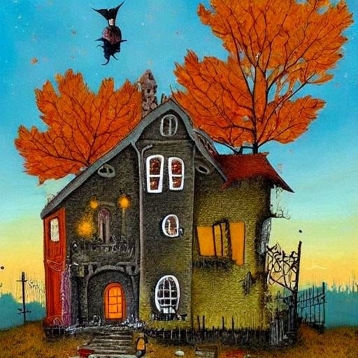 Spooky House: A Surreal Pop Art Illustration