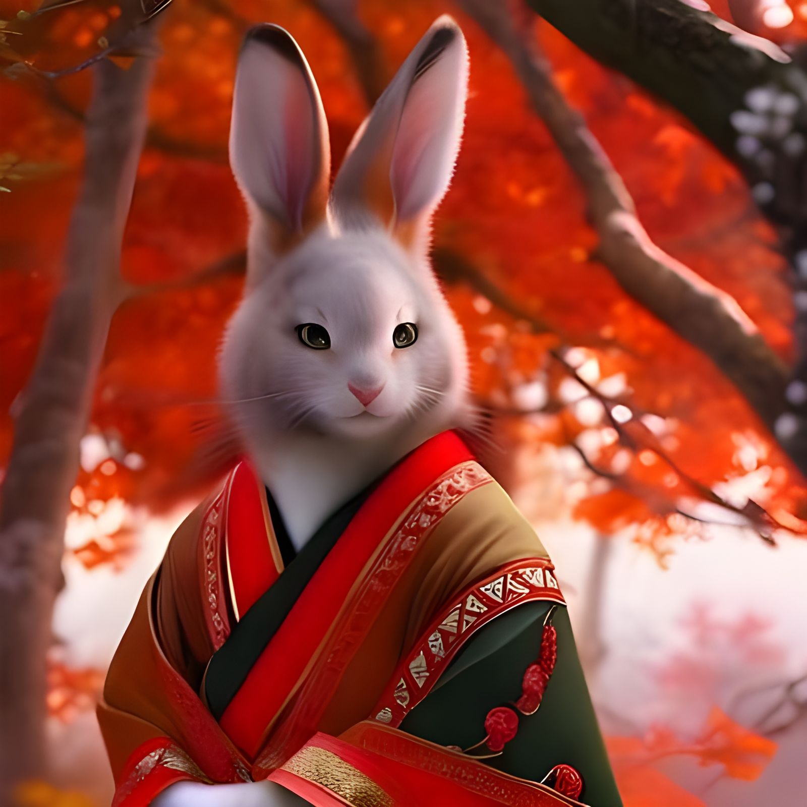 Red kimono, red momiji