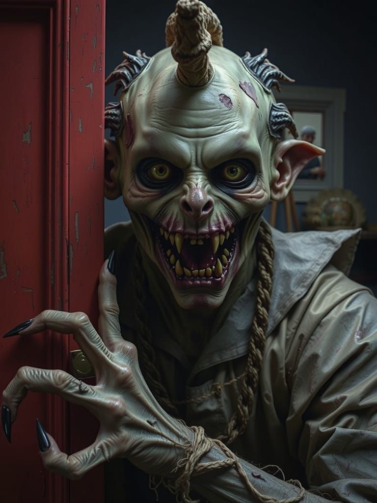 Terrifying Undead Fusion in Dark Horror Style