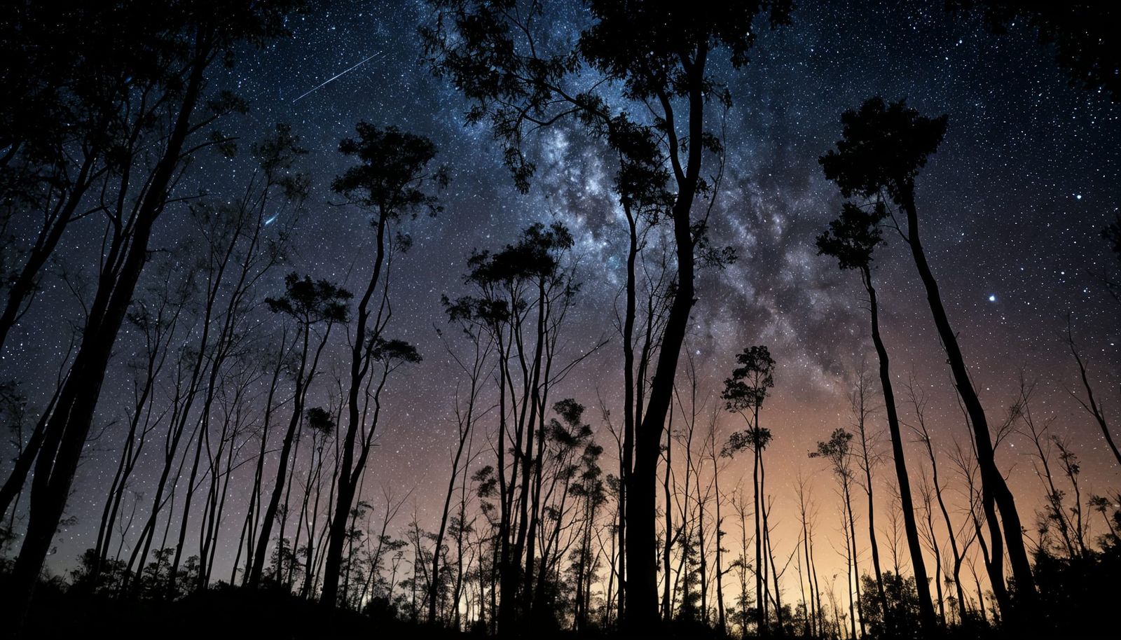 Lightning Strikes Eucalyptus Tree in Starry Night