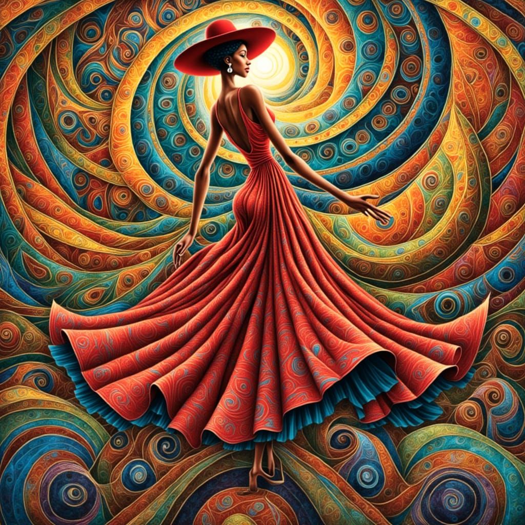 Surreal Batik Mandala with Elegant Woman in Modern Artistic ...