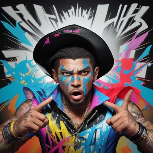 Graffiti Rap Battle in Polychromatic Splash Art