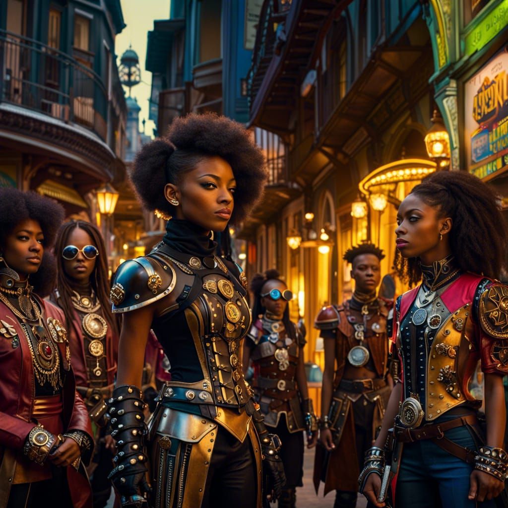 SteamPunk kids in futuristic New Orleans.