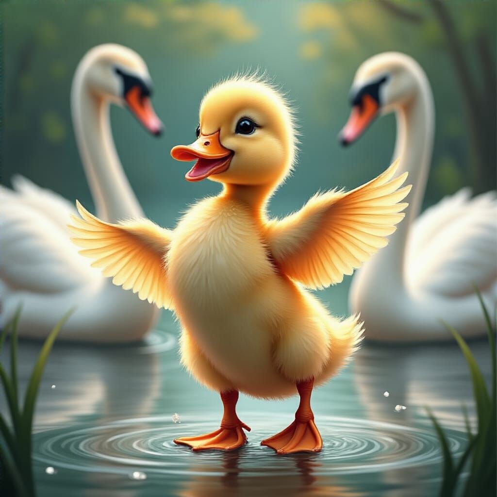 Duckling's Dance: A Comic Fairytale Illustration