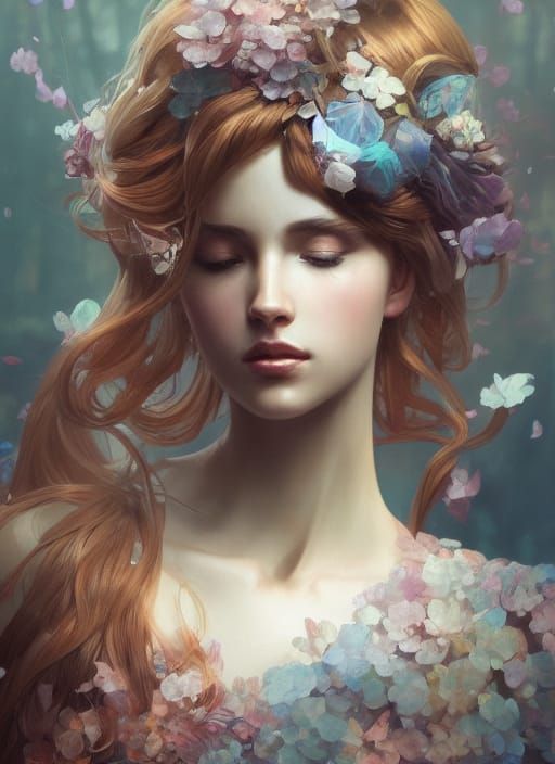 Sleeping Princess Portrait in Hyperdetailed Style