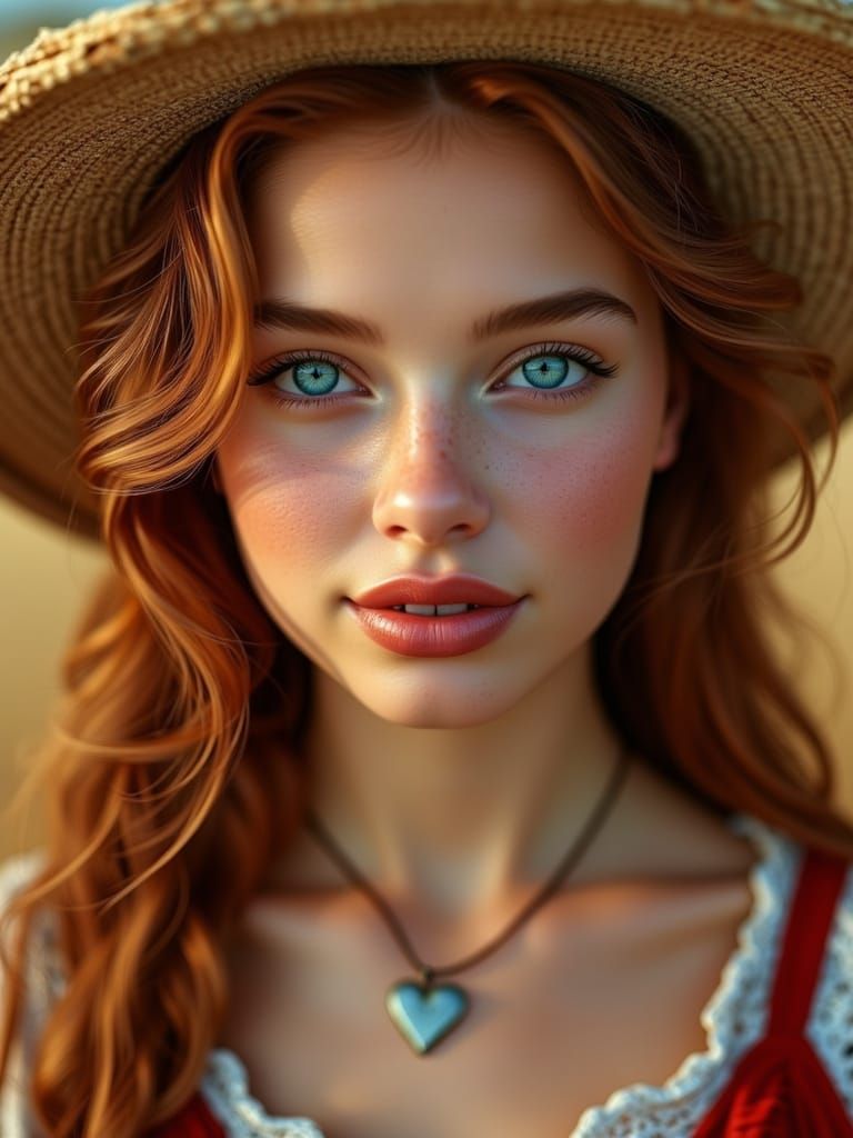 Photorealistic Portrait of Woman with Auburn Hair
