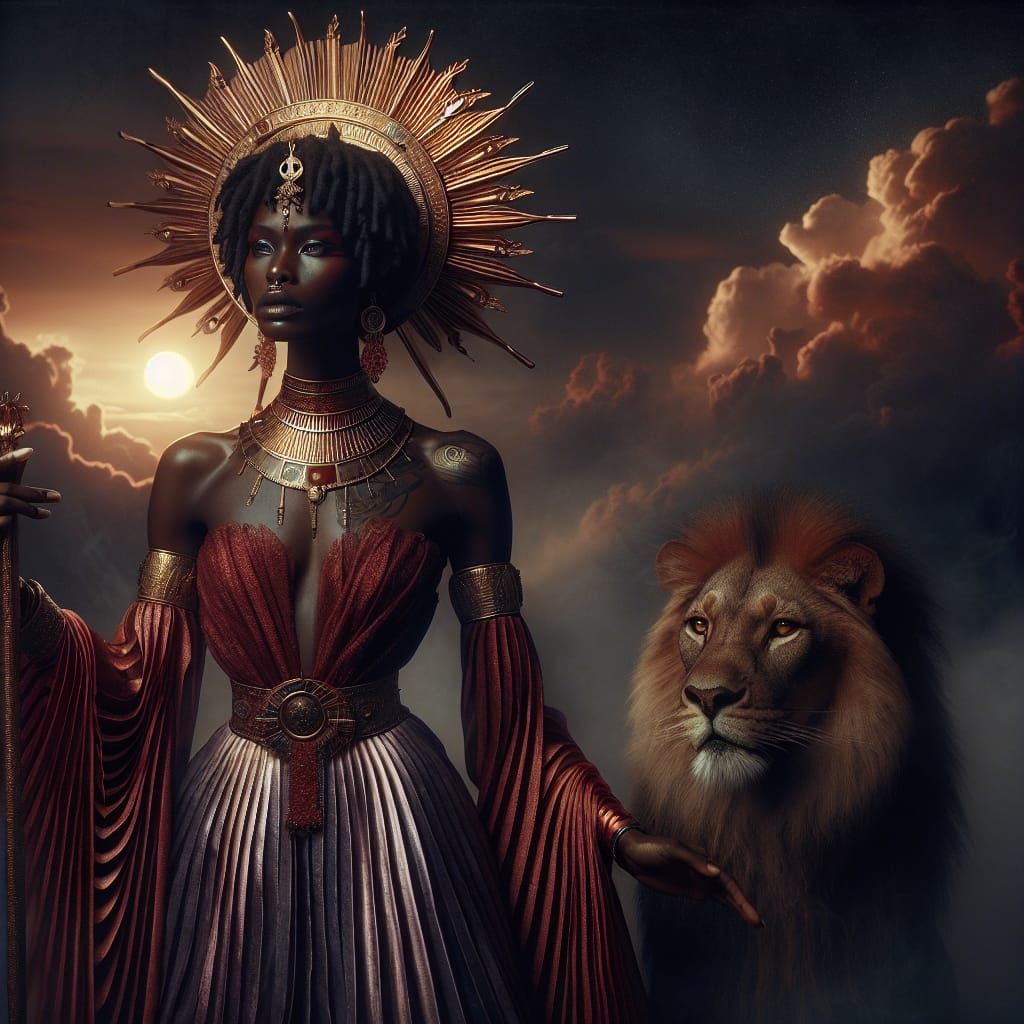 Dark Fantasy Goddess of Lower Egypt in Golden Age Aesthetic