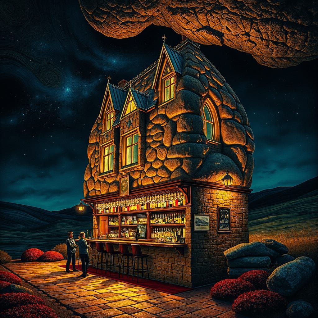 Surreal Landscape Illuminated by Kinetic Pointillism