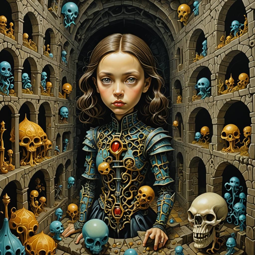 Chibi Myconid in Gothic Fractal Catacombs