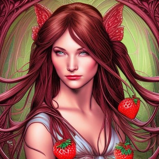 Strawberry Cupcake Fairy in Comic Book Style