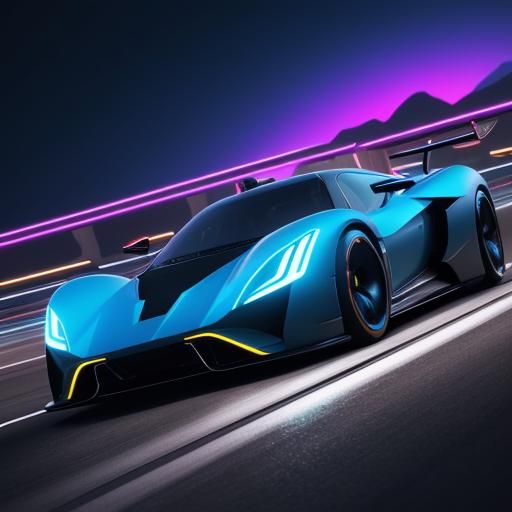 Futuristic Hypercar Race Through Neon Mountain Pass