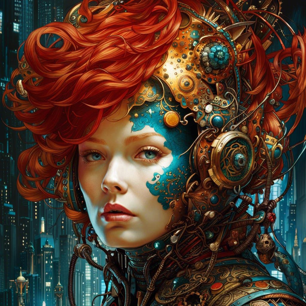 redhead android whose face is a blackhole