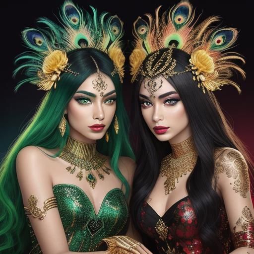 Metallic Goddesses in Abstract Digital Art