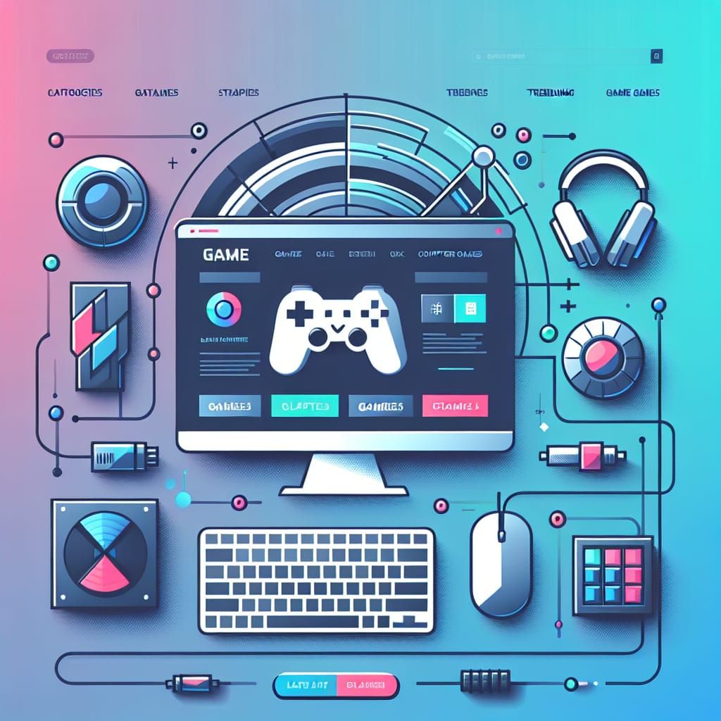 Clean Minimalist Gaming Website Background with Icons