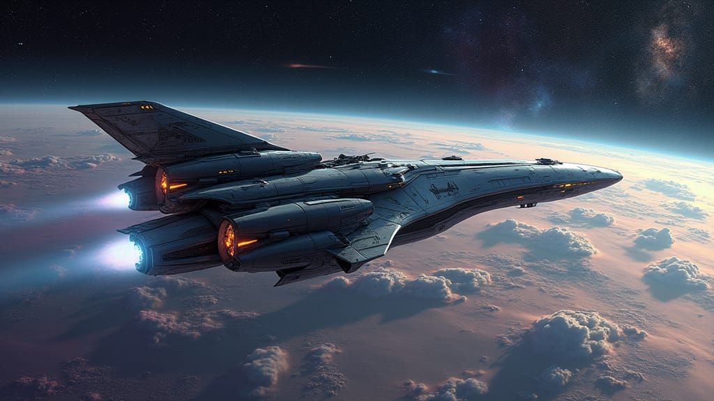 Galactic Battle Station in Futuristic, Cyberpunk Style