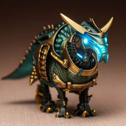 Steampunk Dinosaur Portrait in Hyperdetailed Style