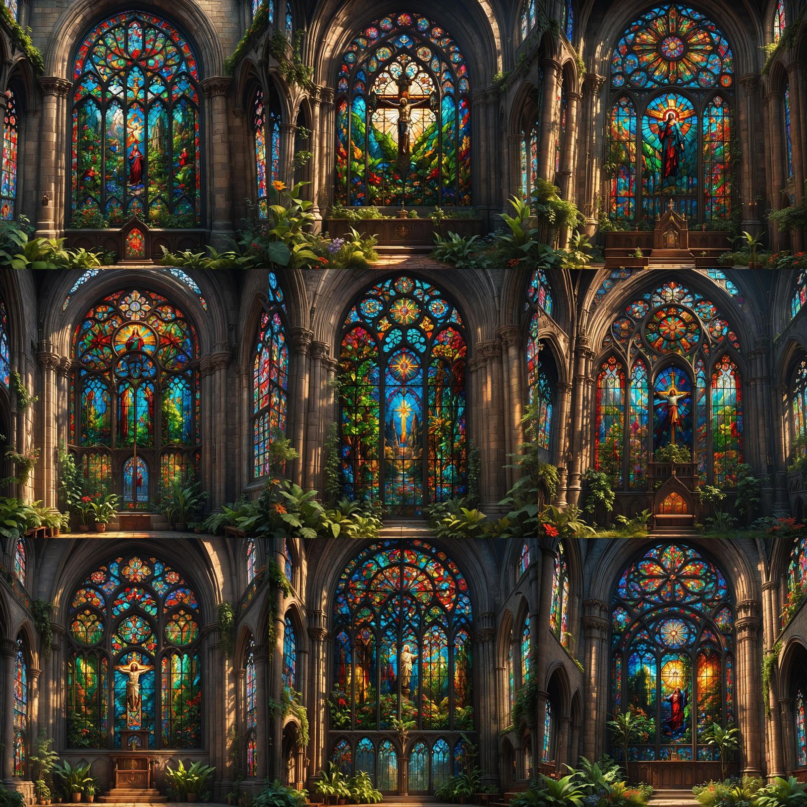 Nature Overtakes Church with Jesus Stained Glass