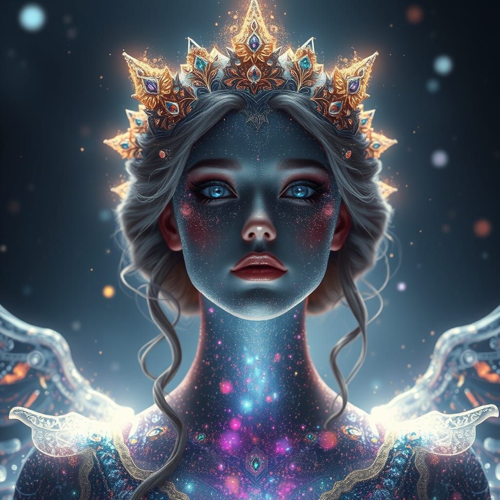 Ethereal Goddess Radiates Stardust Majesty