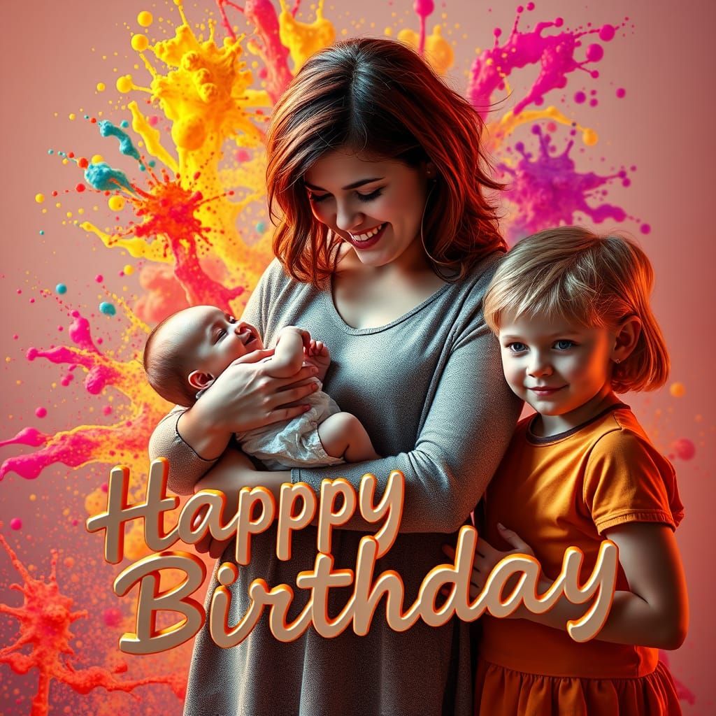 Family Birthday Celebration in Hyper-Realistic Style