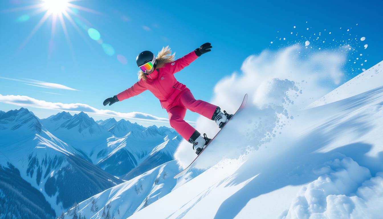 Snowboarder's Mid-Air Flip with Cinematic Lighting