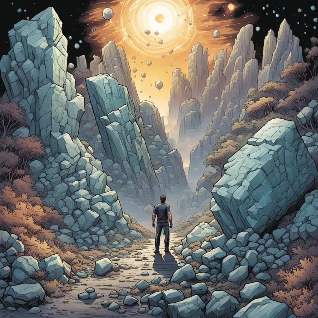 Rock Man with Crystalline Growth: Comic Book Art