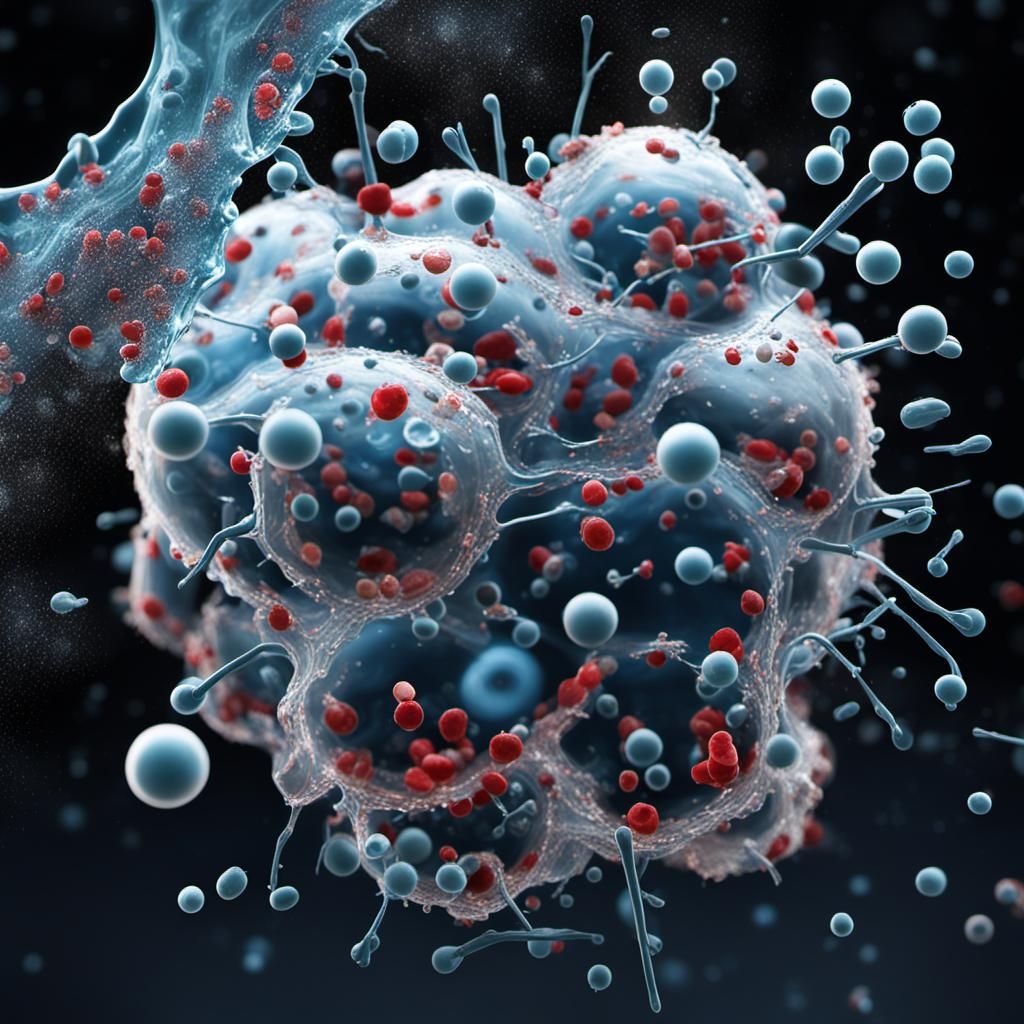 Disintegrating Lipid Cell Under Microscope