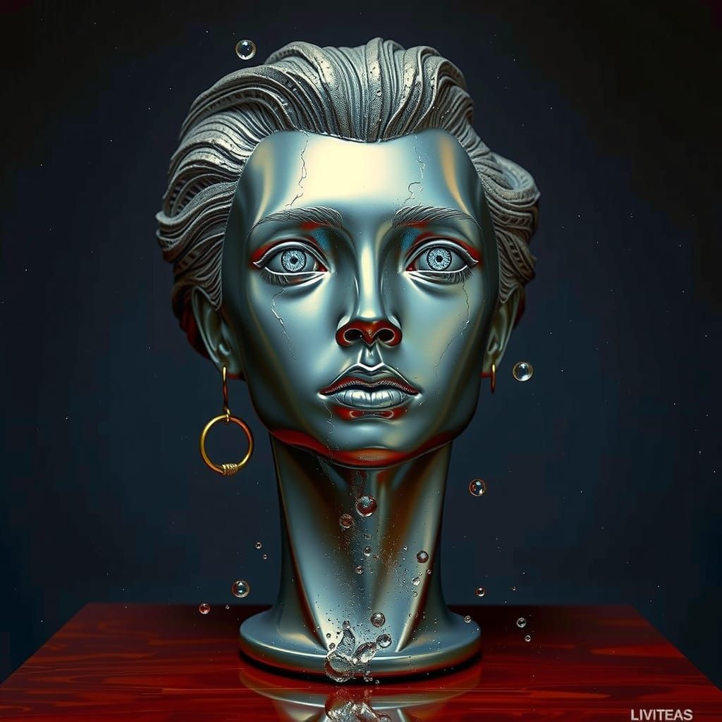 Hyperrealistic Sculpture Reflecting Light with Extreme Detai...