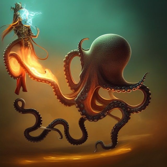 Armored Octopus Vanquishes Wizard with Fire Bolt