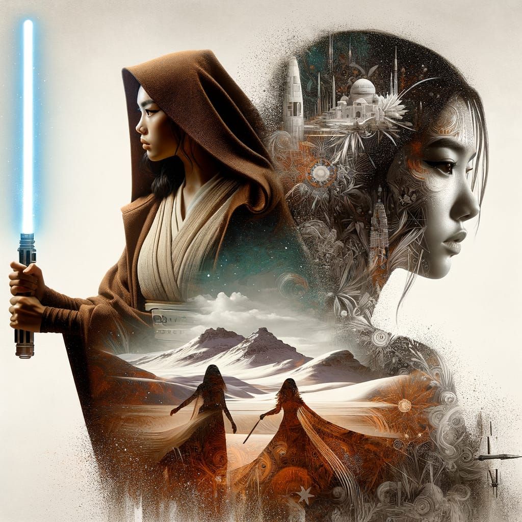Diverse Female Jedi Portraits in Stunning Double Exposure