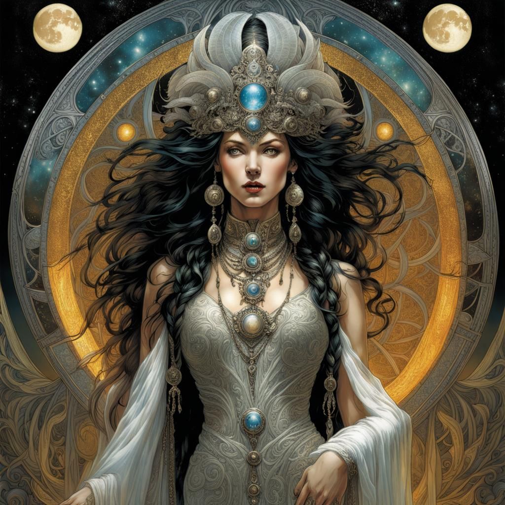 Empress Tarot Card: Detailed Art Nouveau Illustration