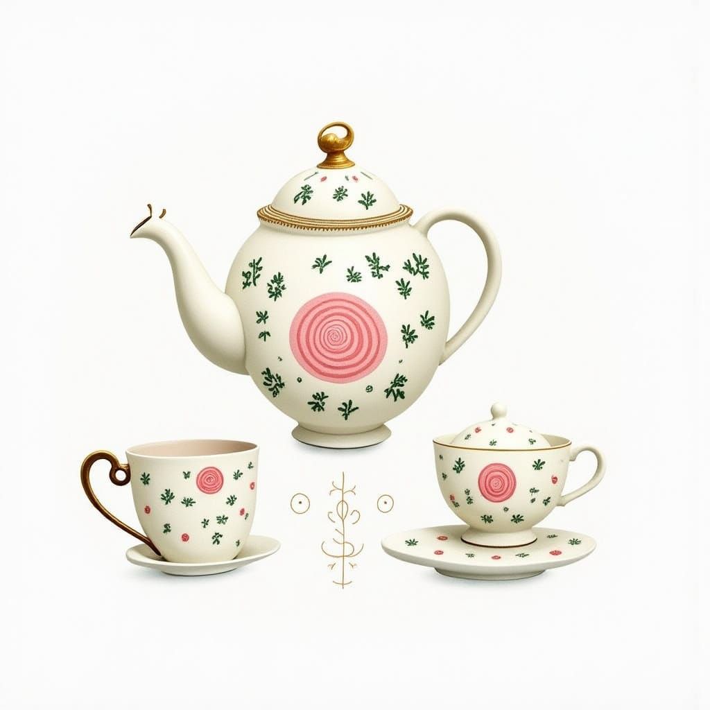 Elegant Teaset with Blush Pink Roses and Gold Accents in Roy...