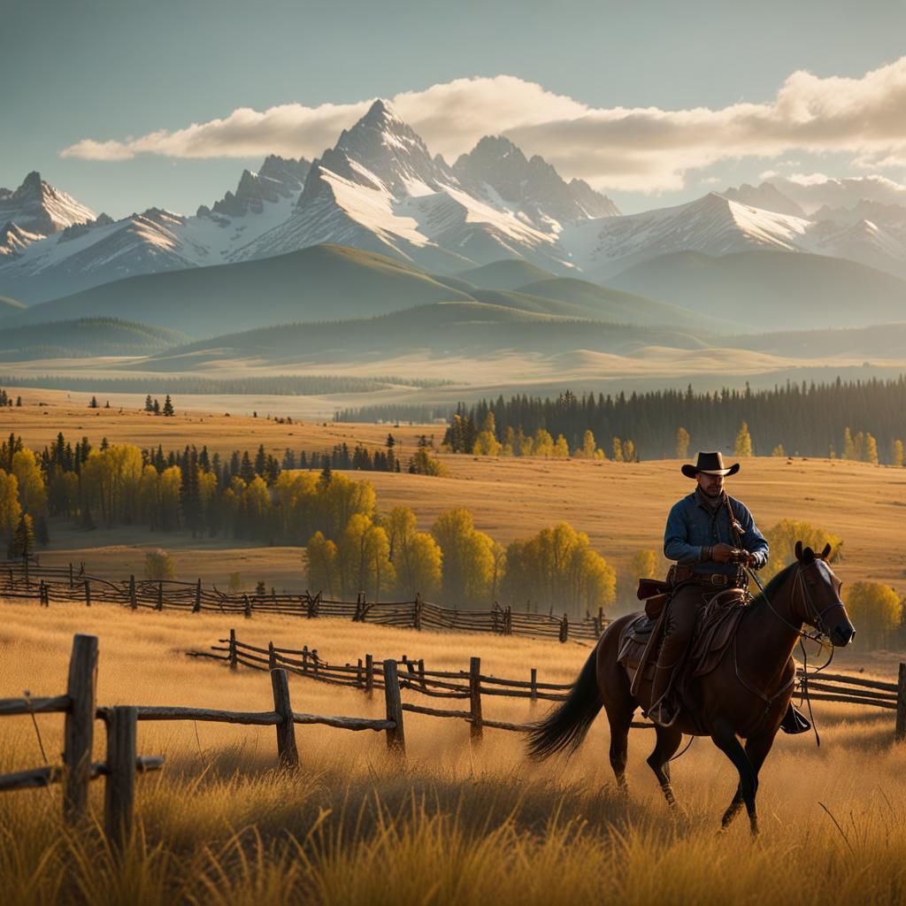 Montana Rancher on the Range in Hyperrealism